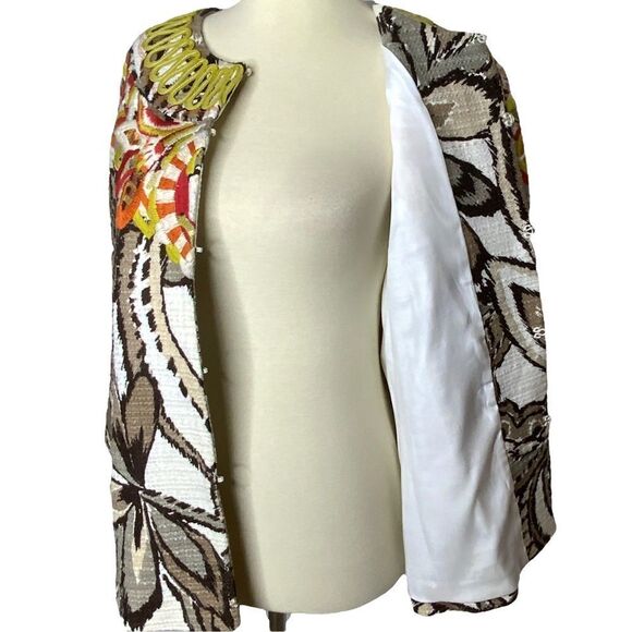 CHICO’S Blazer Jacket Embroidery & Rick Rack Details Size 1 or Women’s 8 - Picture 12 of 15